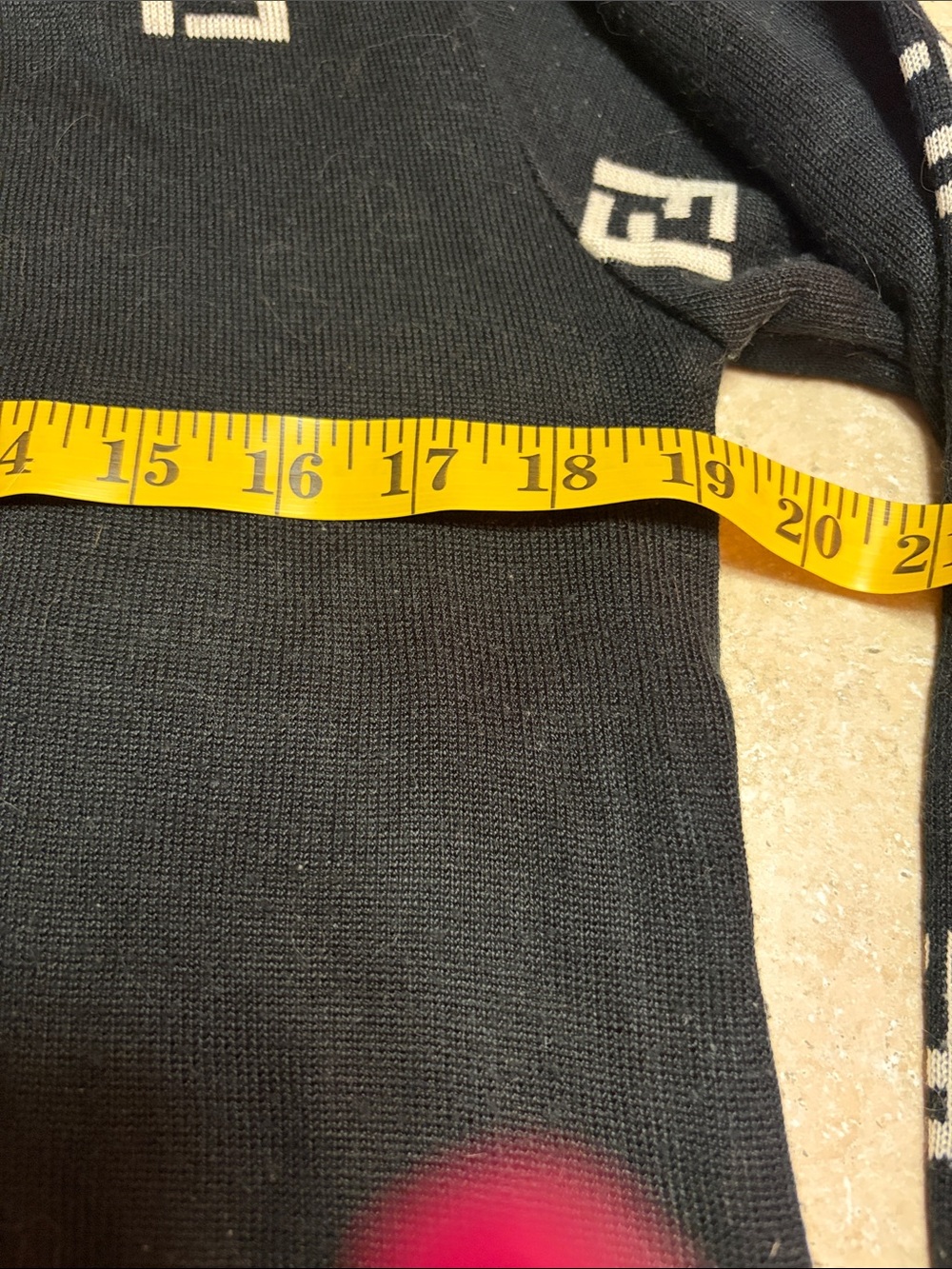 Fendi Black Crewneck Sweater with White FF Motif - Picture 7 of 7